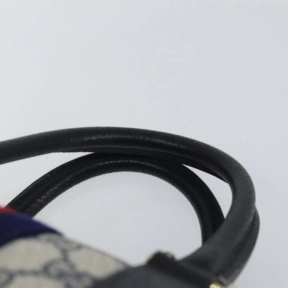 GUCCI GG Supreme Sherry Line Boston Bag PVC Navy Gold Red 40 3842 Auth BA5638 - Picture 9 of 16